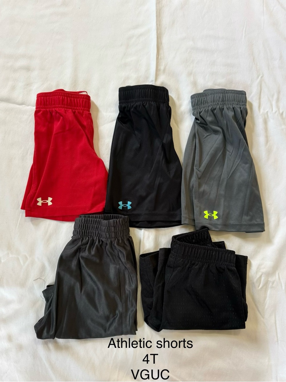 Under Armour Kids Athletic Shorts Bundle - Red, Black, Gray
